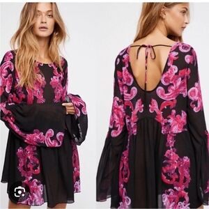 Intimately Free People Symphony Textured Paisley Flare Sleeve Tunic Mini Dress